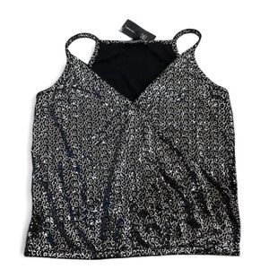 INC International Concepts Black and Silver Sequin Camisole